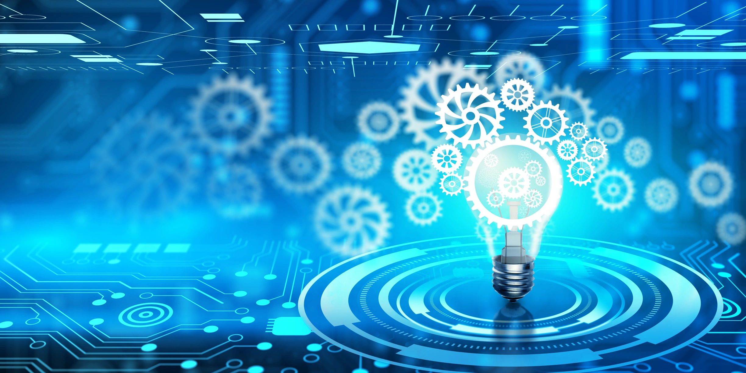 Light bulb with cog inside. Business idea bulb